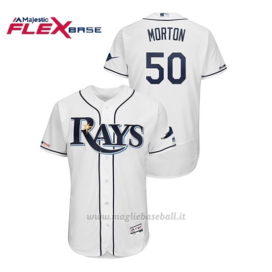 Maglia Baseball Uomo Tampa Bay Rays 50 Charlie M Orton Flex Base Autentico Collezione Bianco